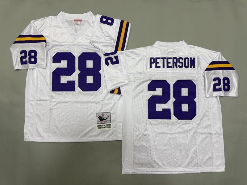 Men 2025 Minnesota Vikings #28 Peterson white Throwback Limited NFL Jersey style 001